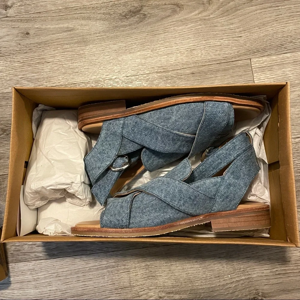 free people denim catalina loafer sandal 6 NEW